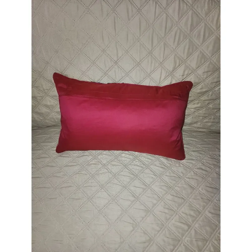 Bohemian Pillow Vibrant Floral Lumbar Embroidered Decor Feather removable case